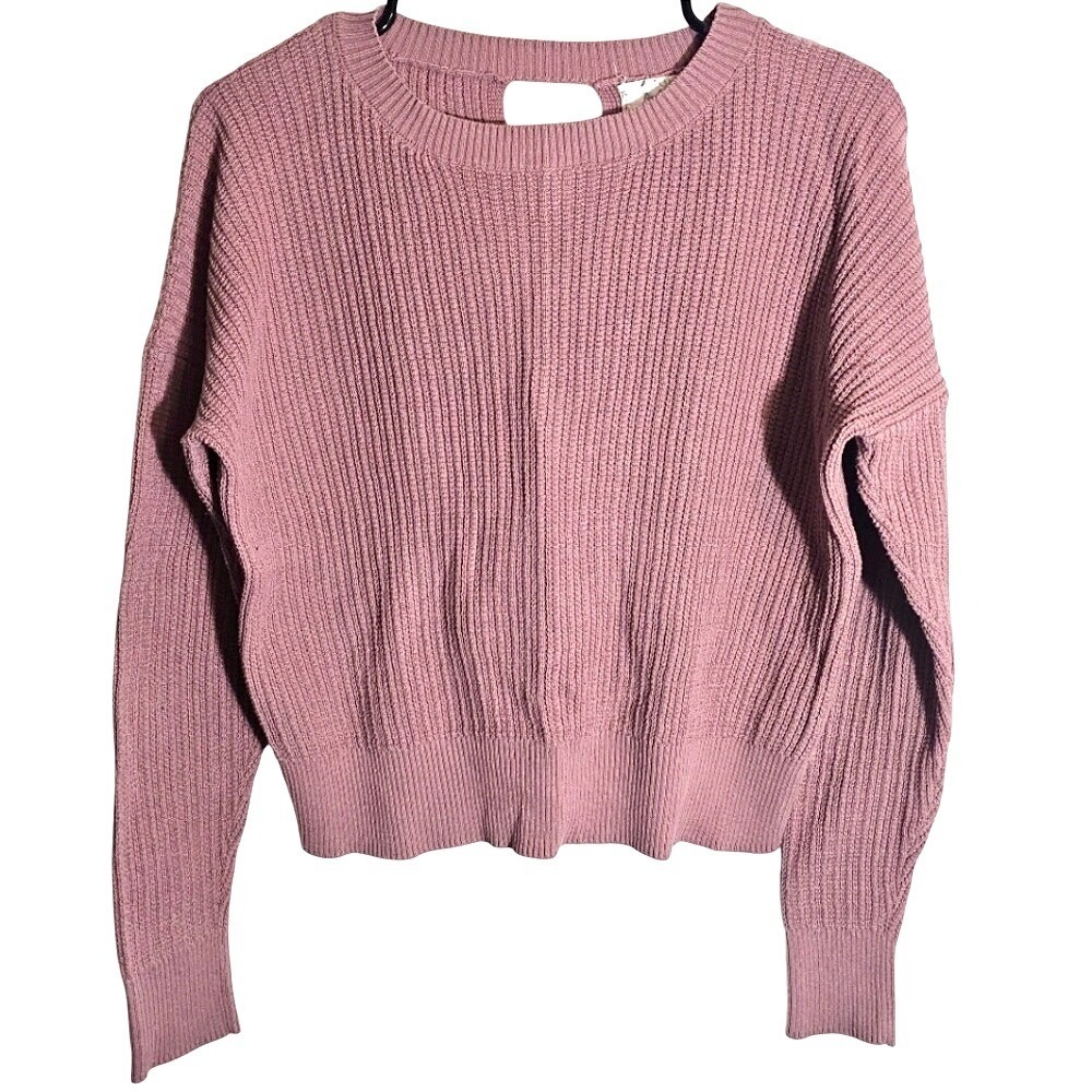 Pink Rose Peekaboo Back Sweater XS Dusty Pink Short Casual‎ Feminine Spring